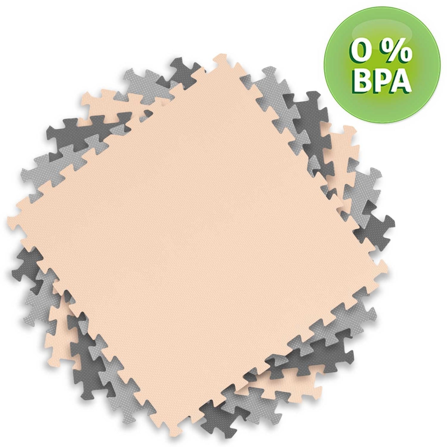 Large foam puzzle mat Ricokids 180x180cm 9 pcs gray-peach