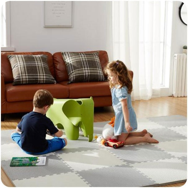 Large foam puzzle mat white-gray Ricokids 180x180cm 9pcs