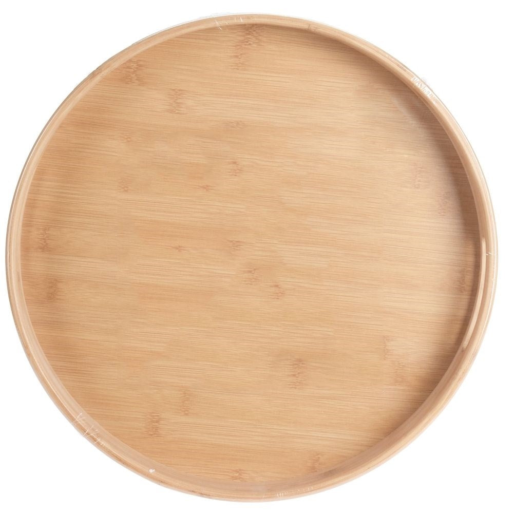 Large round bamboo tray with handle for serving