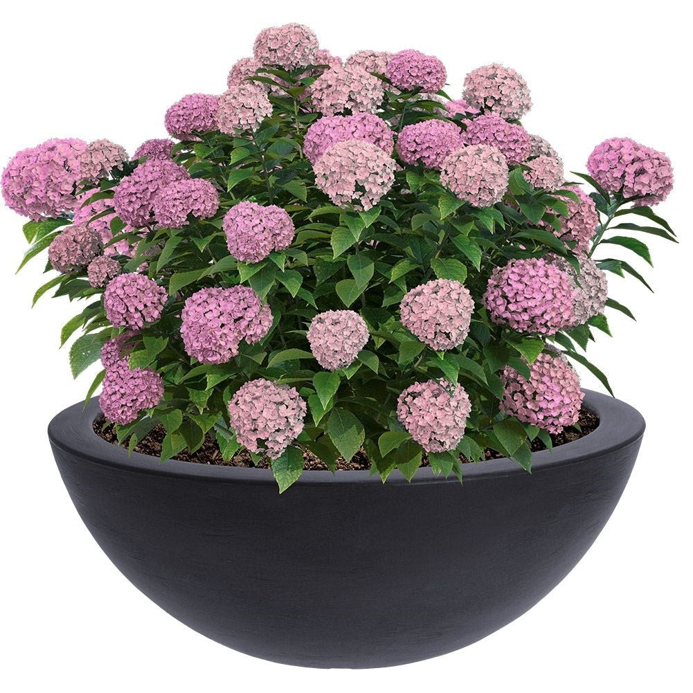 Large round pot, weatherproof stone imitation for outdoor use