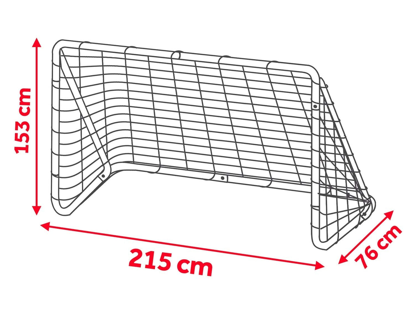 Large soccer goal 215 x 153 x 76 cm with goal mat