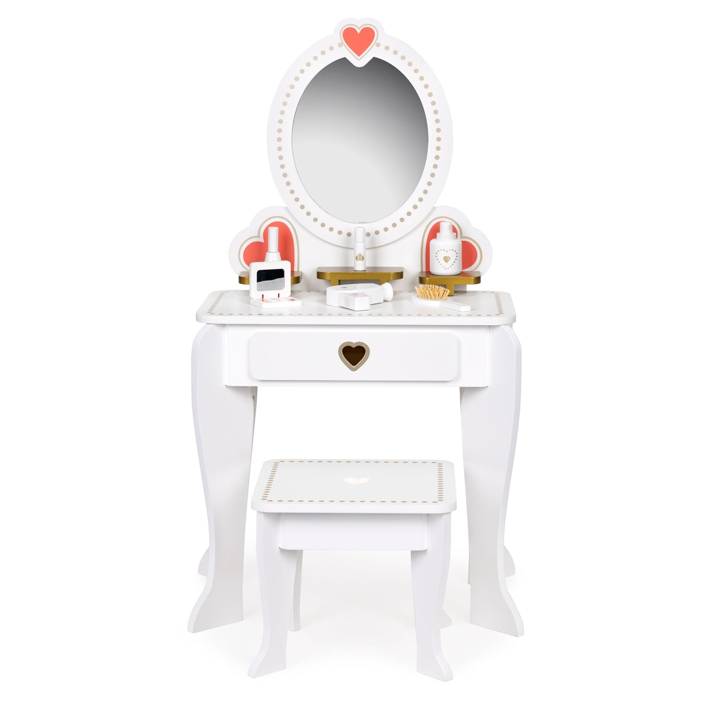 Large wooden children's dressing table with a mirror for girls ECOTOYS