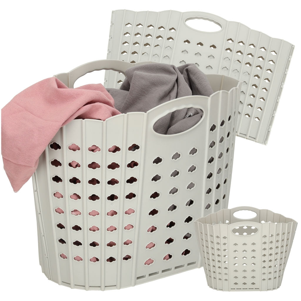 Laundry basket folding bathroom organizer grey