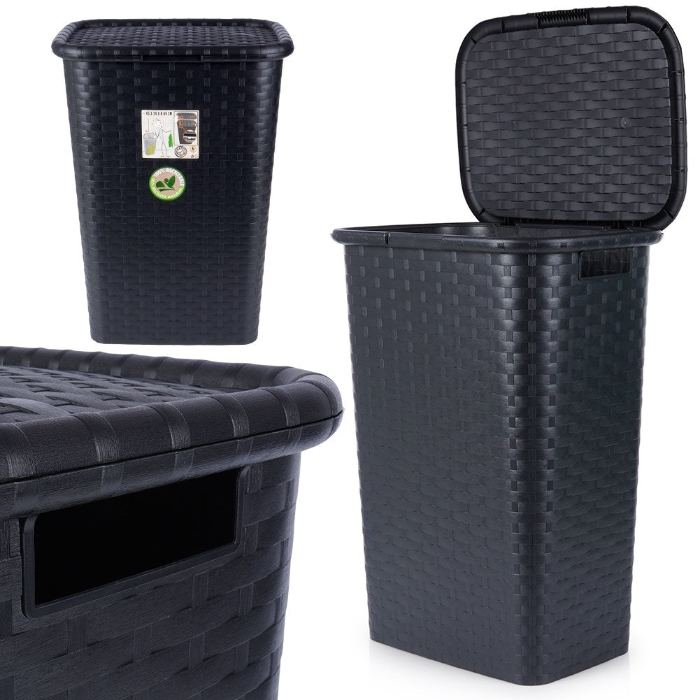 Laundry basket with opening lid, light and durable, black