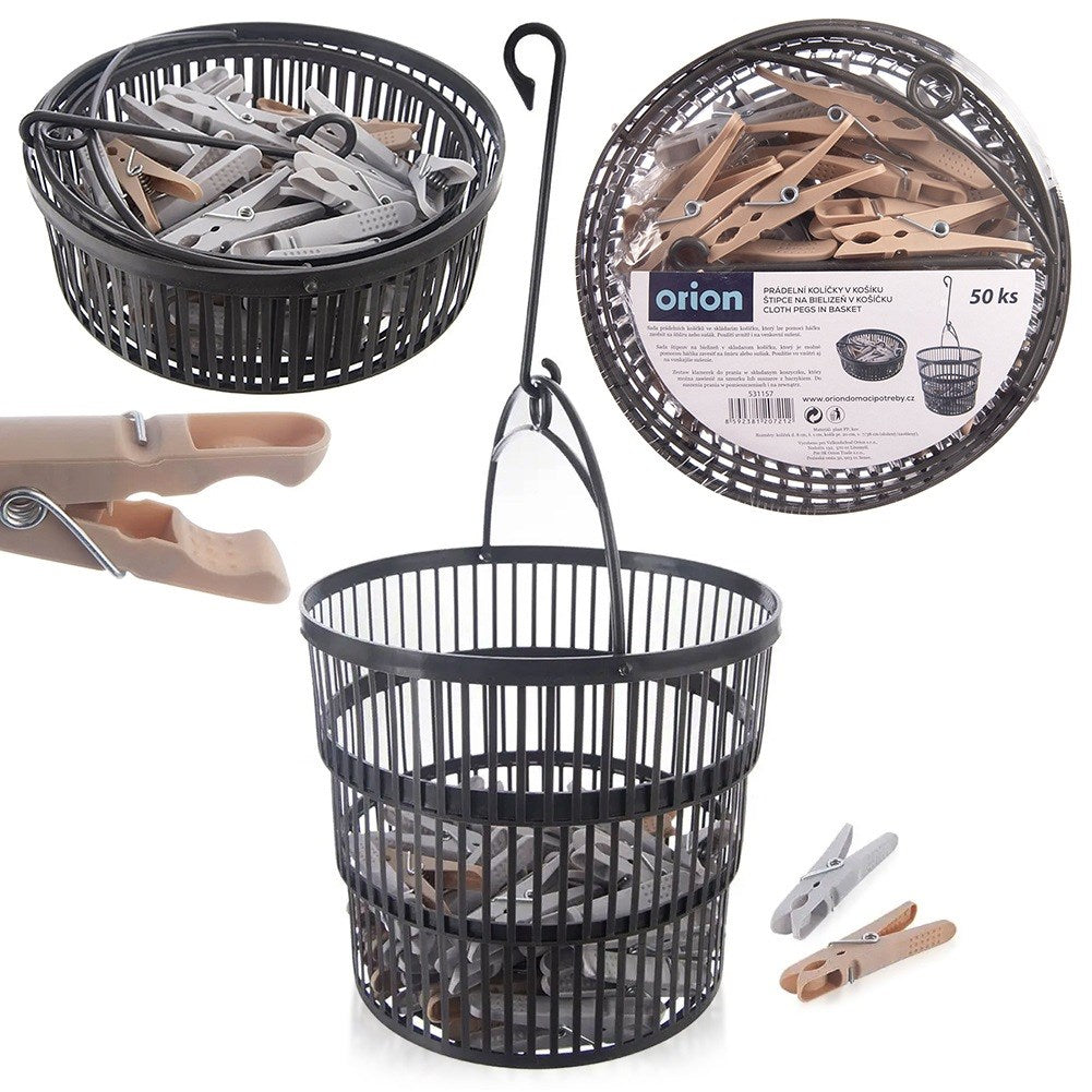 Laundry pegs in foldable basket 50 pcs.