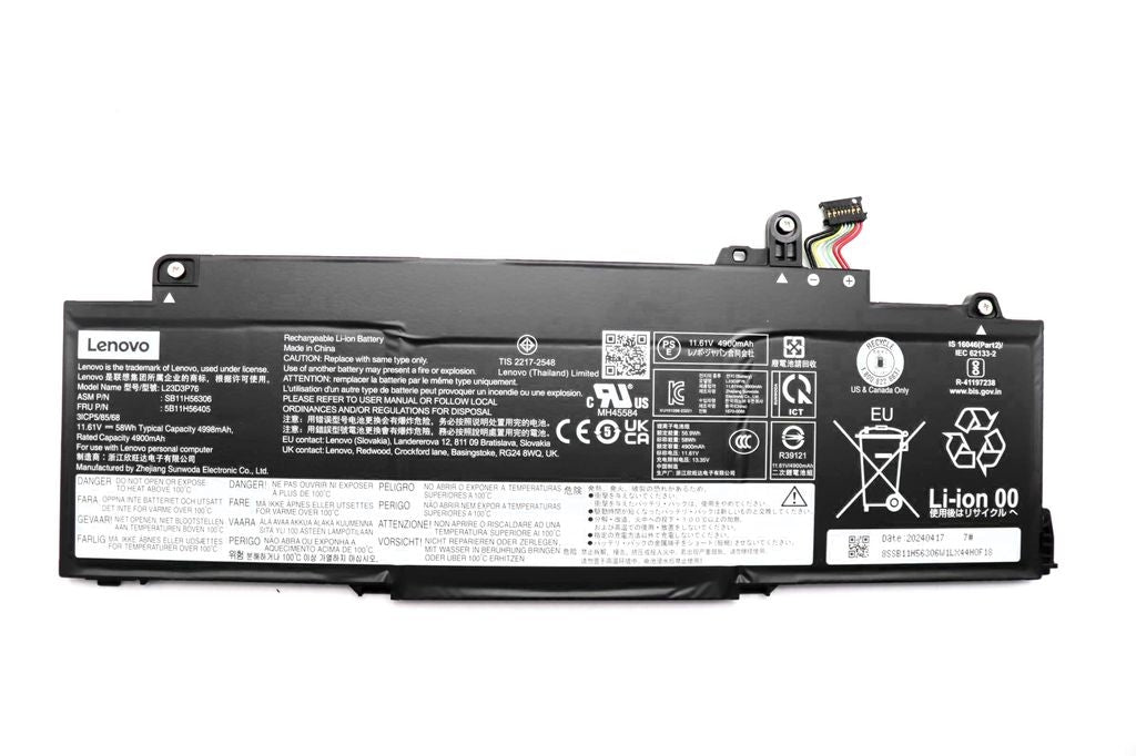 Lenovo Laptop Battery 3C, 58Wh, 11.61V, Li-ion, SWD, L23D3P76