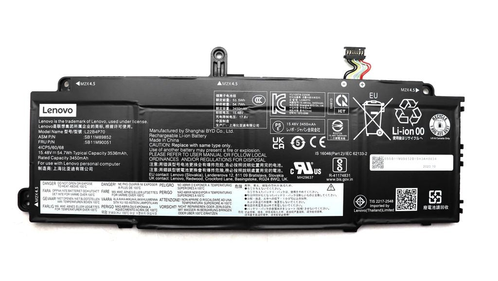 Lenovo Laptop Battery Internal, 4-cell, 54.7Wh, Li-ion, BYD