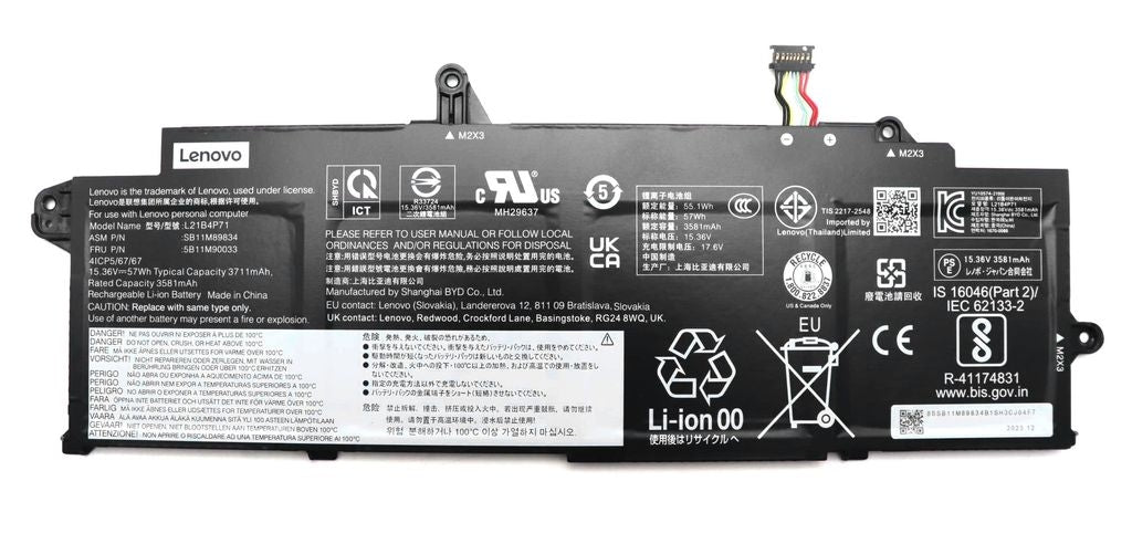 Lenovo Laptop Battery Internal, 4-cell, 57Wh, Li-ion, BYD