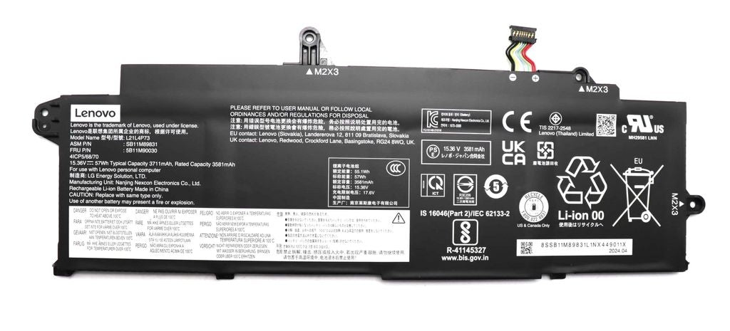 Lenovo Laptop Battery Internal, 4-cell, 57Wh, Li-ion, LG