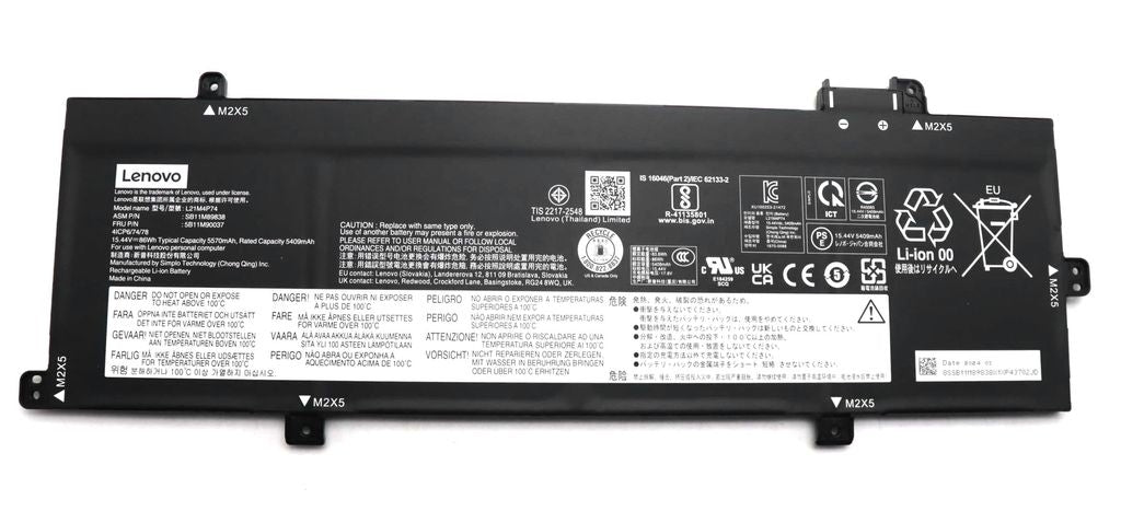 Lenovo Laptop Battery Internal, 4-cell, 86Wh, Li-ion, SP/B