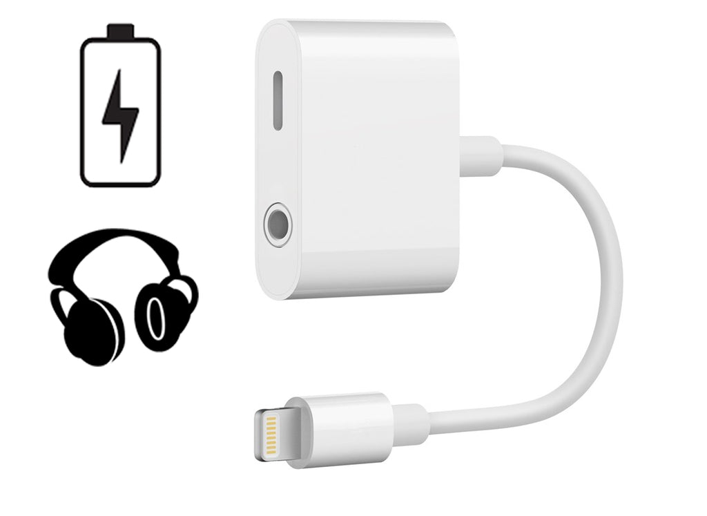 Lightning to 3.5mm Adapter for Sound & Charging, 12W, 10cm - White