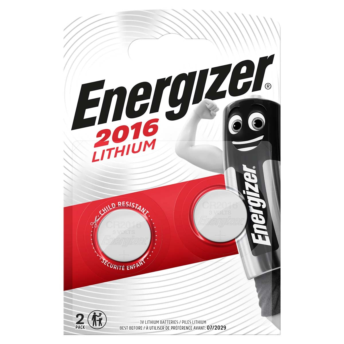 Lithium button cell battery CR2016 | 3 V DC | 100 mAh | 2-Blister | Silver