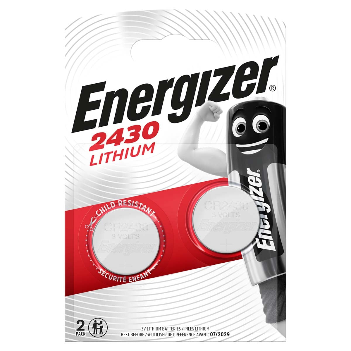 Lithium button cell battery CR2430 | 3 V DC | 320 mAh | 2-Blister | Silver