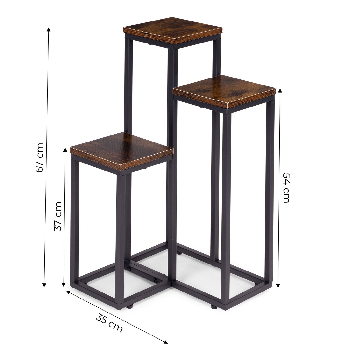 Loft-Style Plant Stand, 3 Shelves, Steel & Chipboard