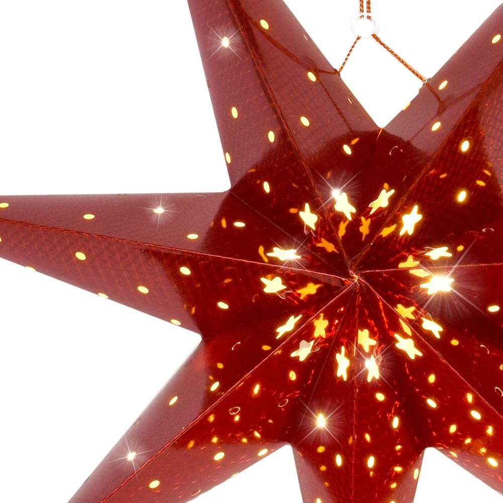 Luminous Christmas star with 10 LED lights in Red Paper