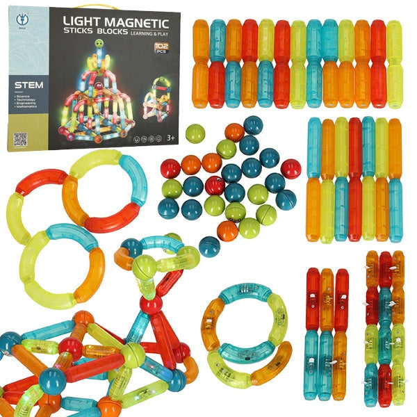 Luminous magnetic blocks for small children 102 pieces