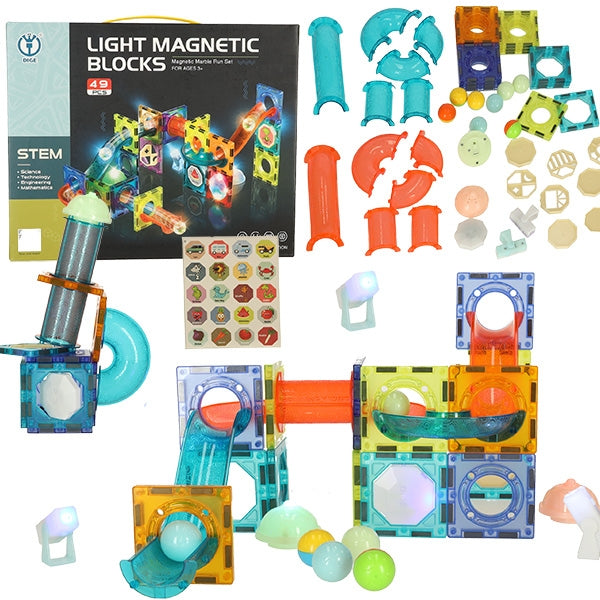 Luminous magnetic marble ball track 49 elements