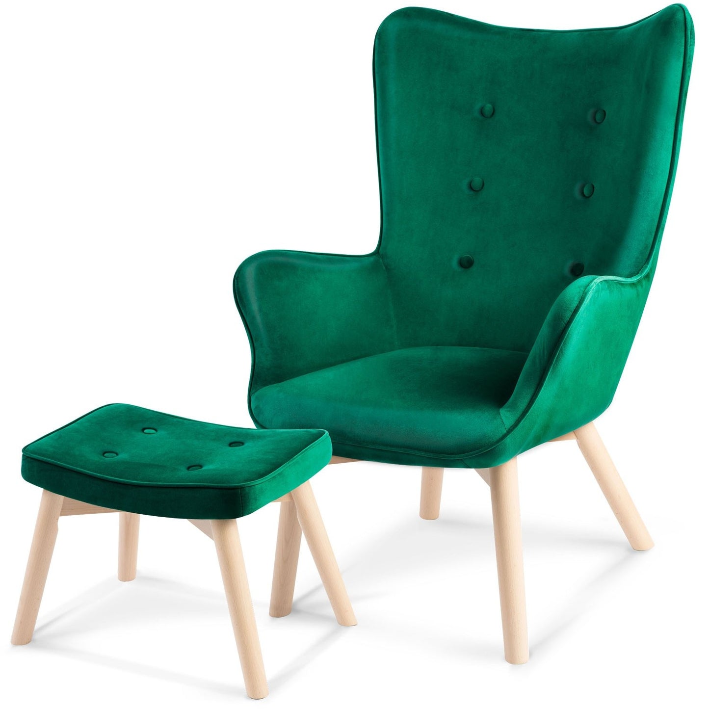 Luxurious Armchair with Footstool Sofotel Norse Dark Green