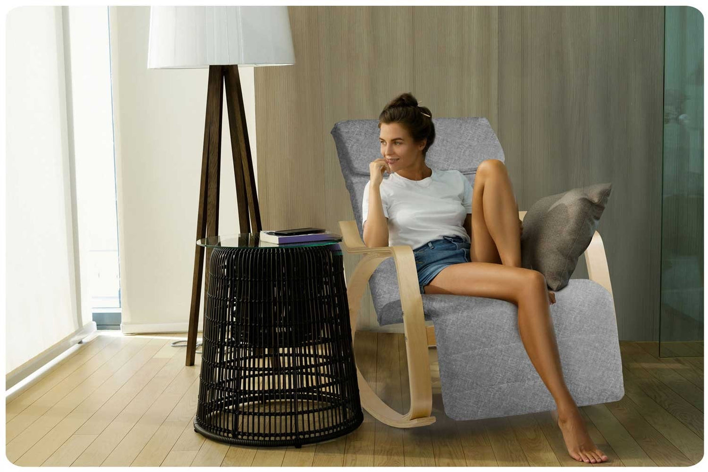 Luxurious rocking chair Suzi - light grey