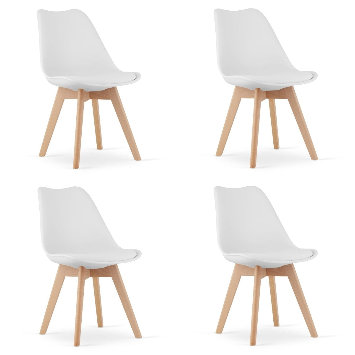 MARK chair set, white wooden legs, 4 pcs