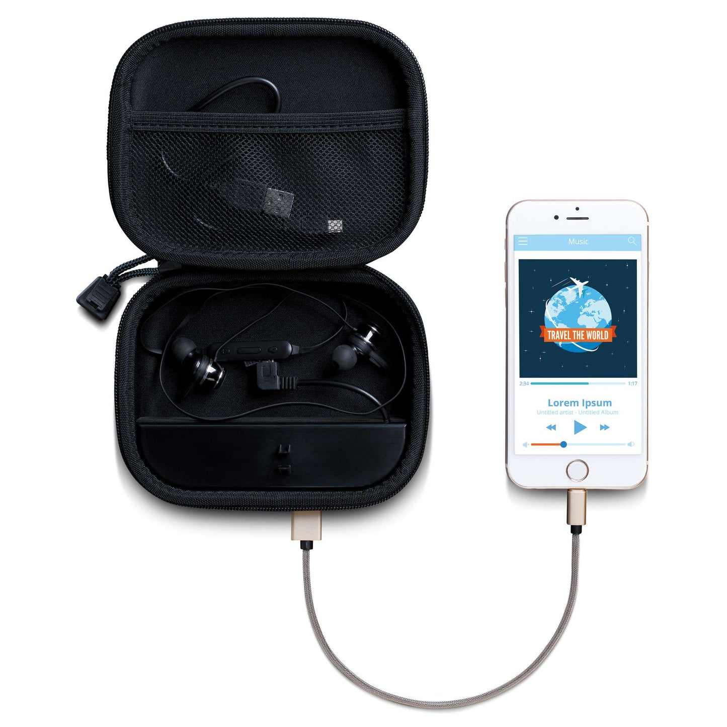 MP3 Player Case with Built-In Powerbank, Grey
