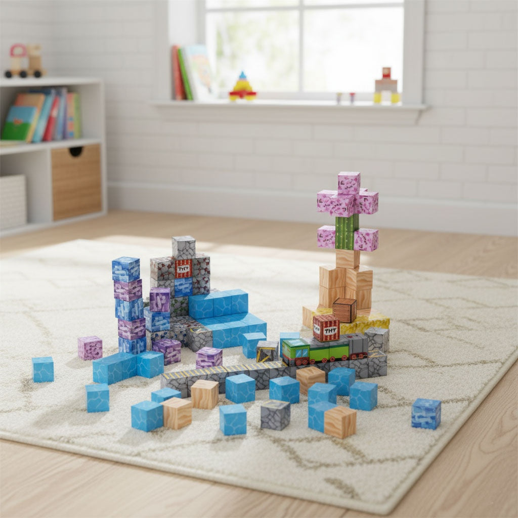 Magnetic Building Blocks Set, 112 Pieces, Ages 3+
