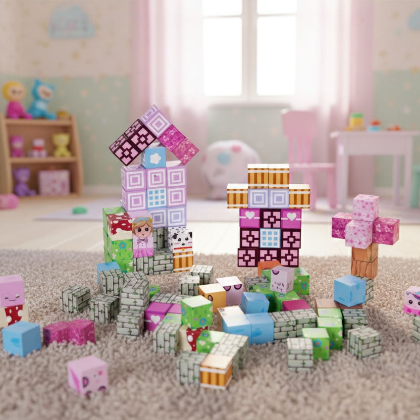 Magnetic Building Blocks Set for Kids, 113 Pieces