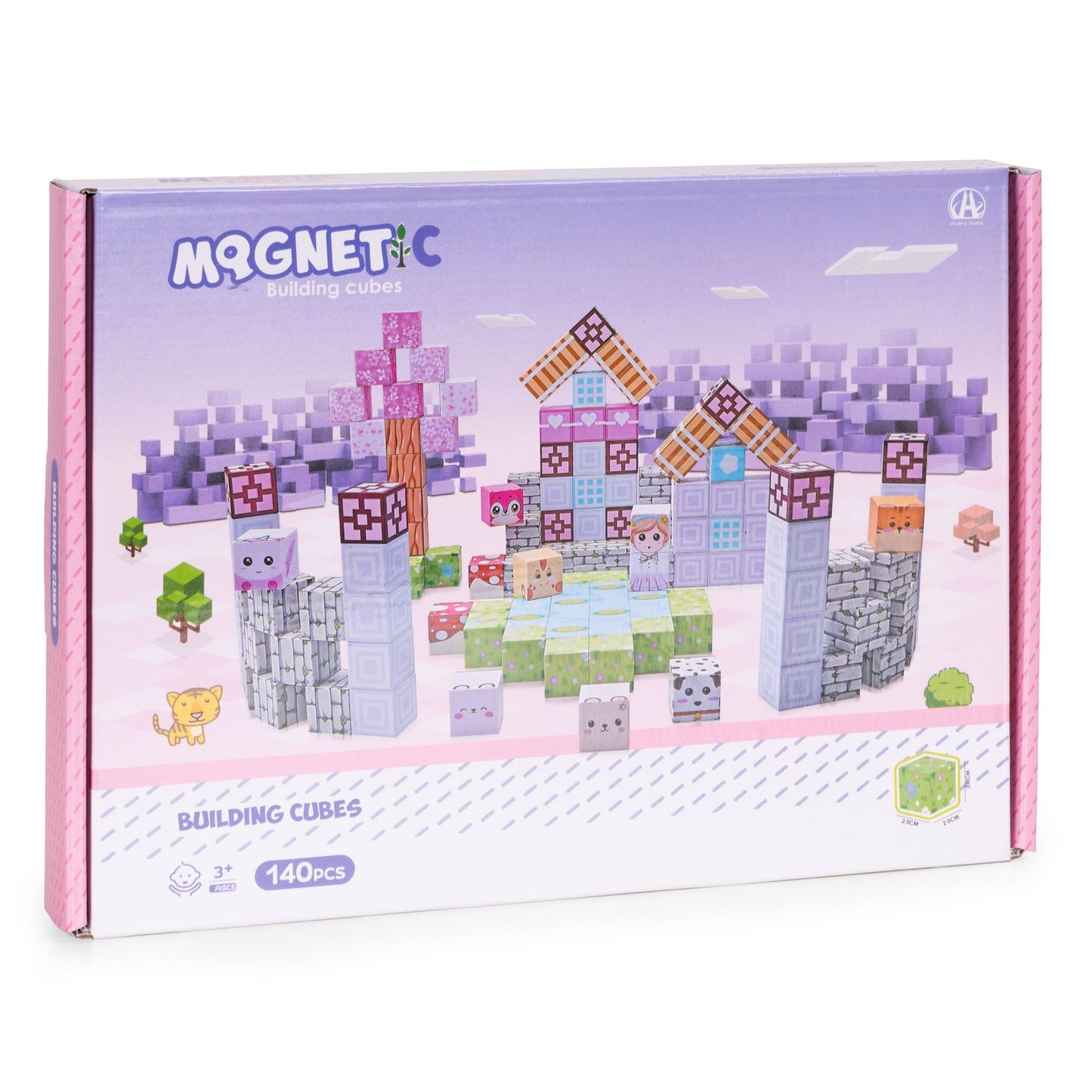 Magnetic Building Blocks for Kids, 140 Pieces, Pink