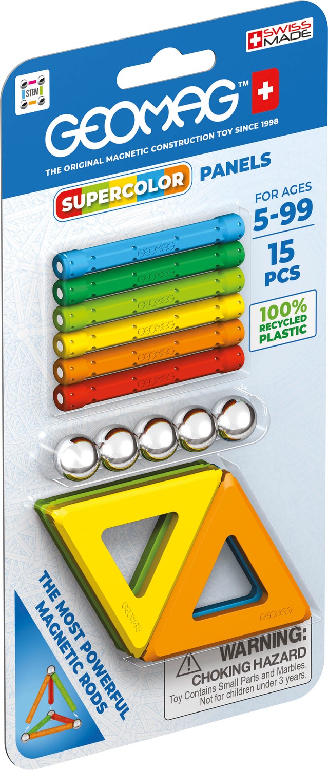 Magnetic Building Set, Recycled Panels, 15 Pieces