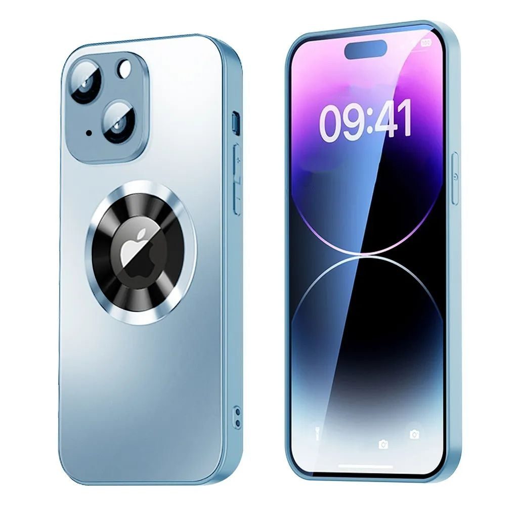 Magnetic Cover for iPhone 14 Plus with lens protection and Logo View - Blue