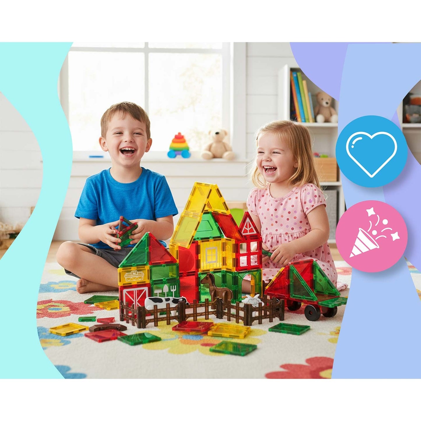 Magnetic Educational Building Blocks Set – 76 Pieces