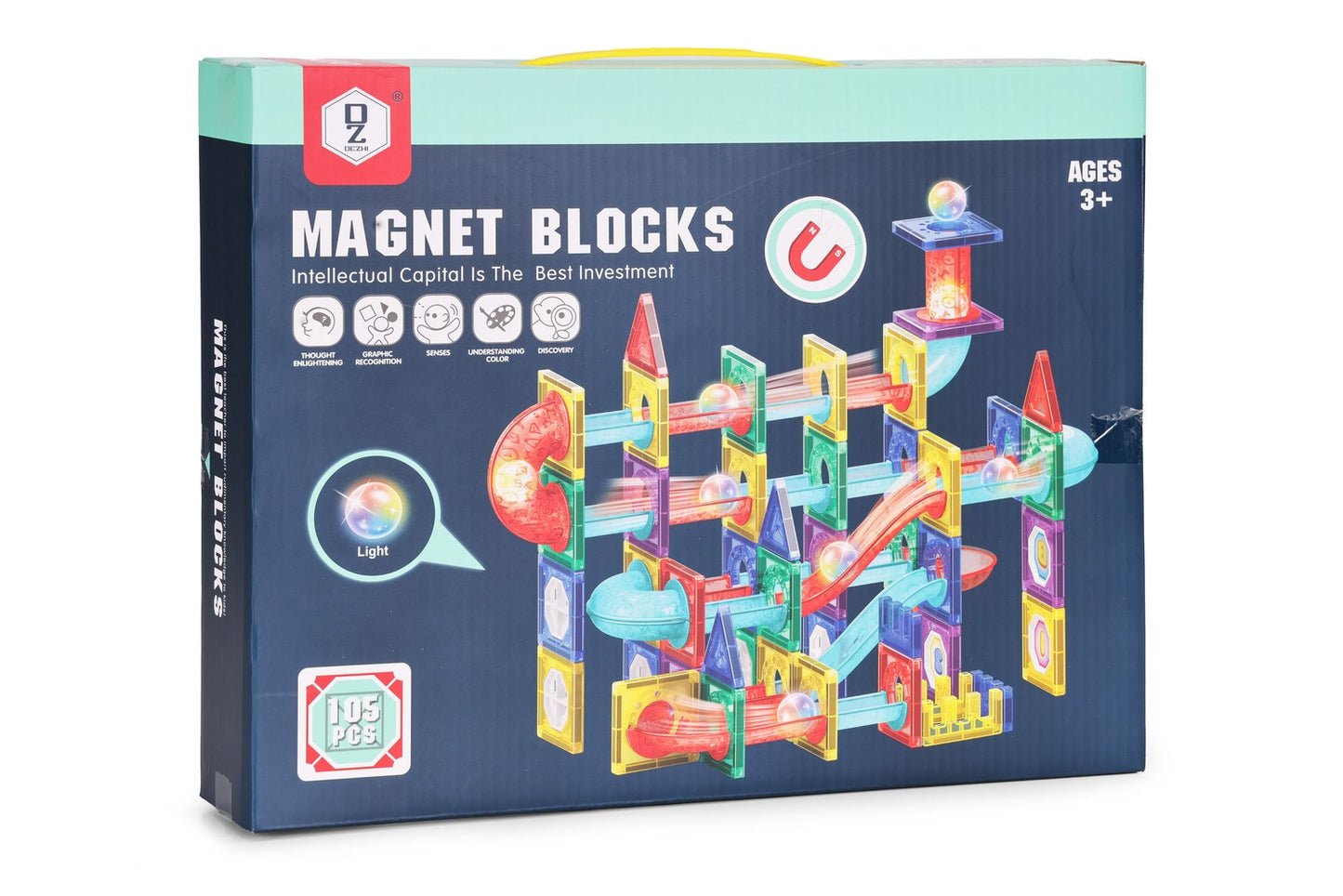 Magnetic LED Marble Run Blocks, 105 Pieces, Ages 3+