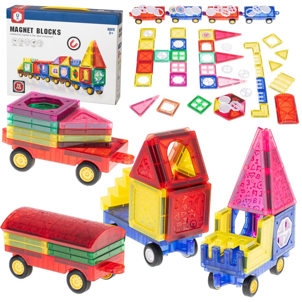 Magnetic blocks 3D puzzle tiles auto 72el.