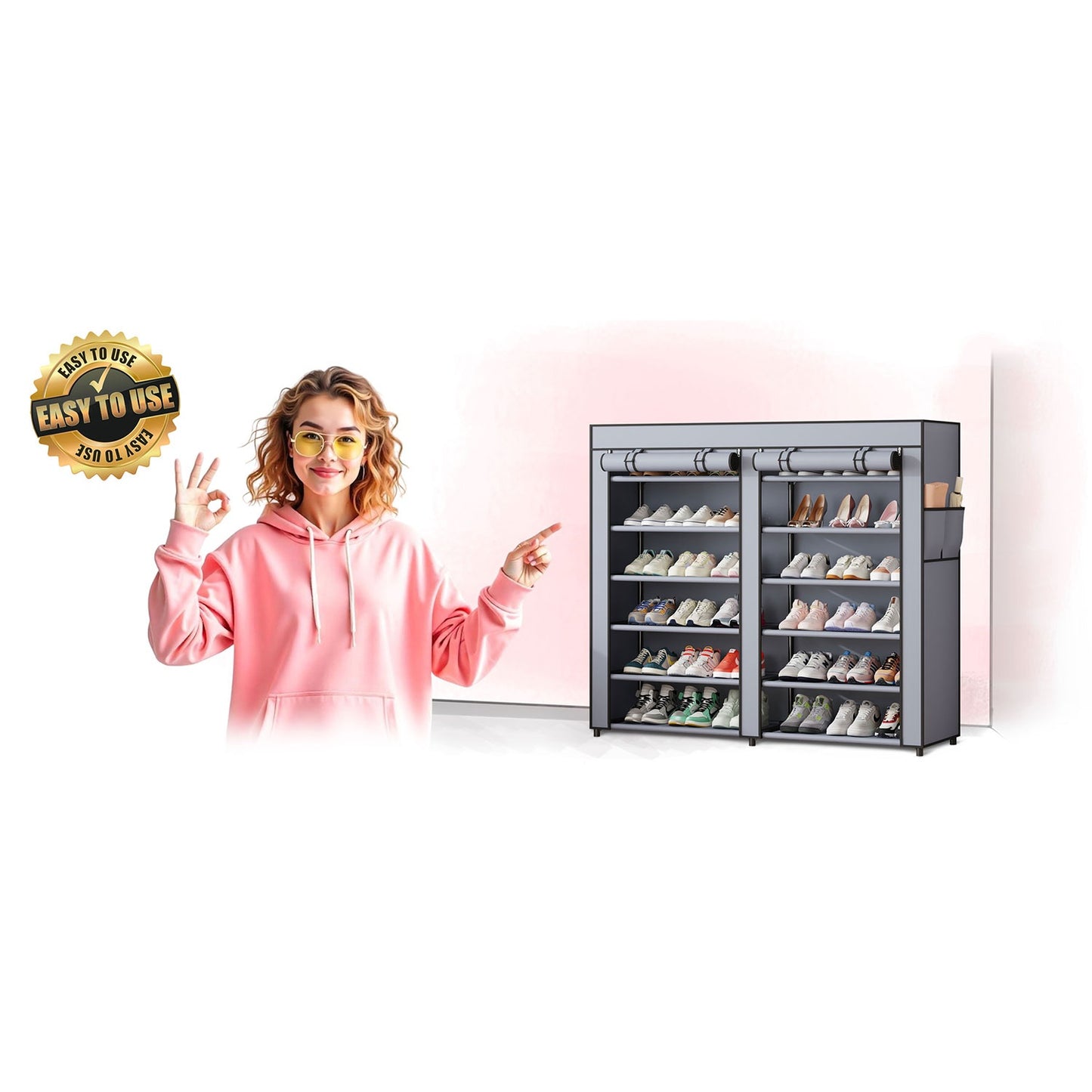 Massido MS-805 graphite textile shoe cabinet