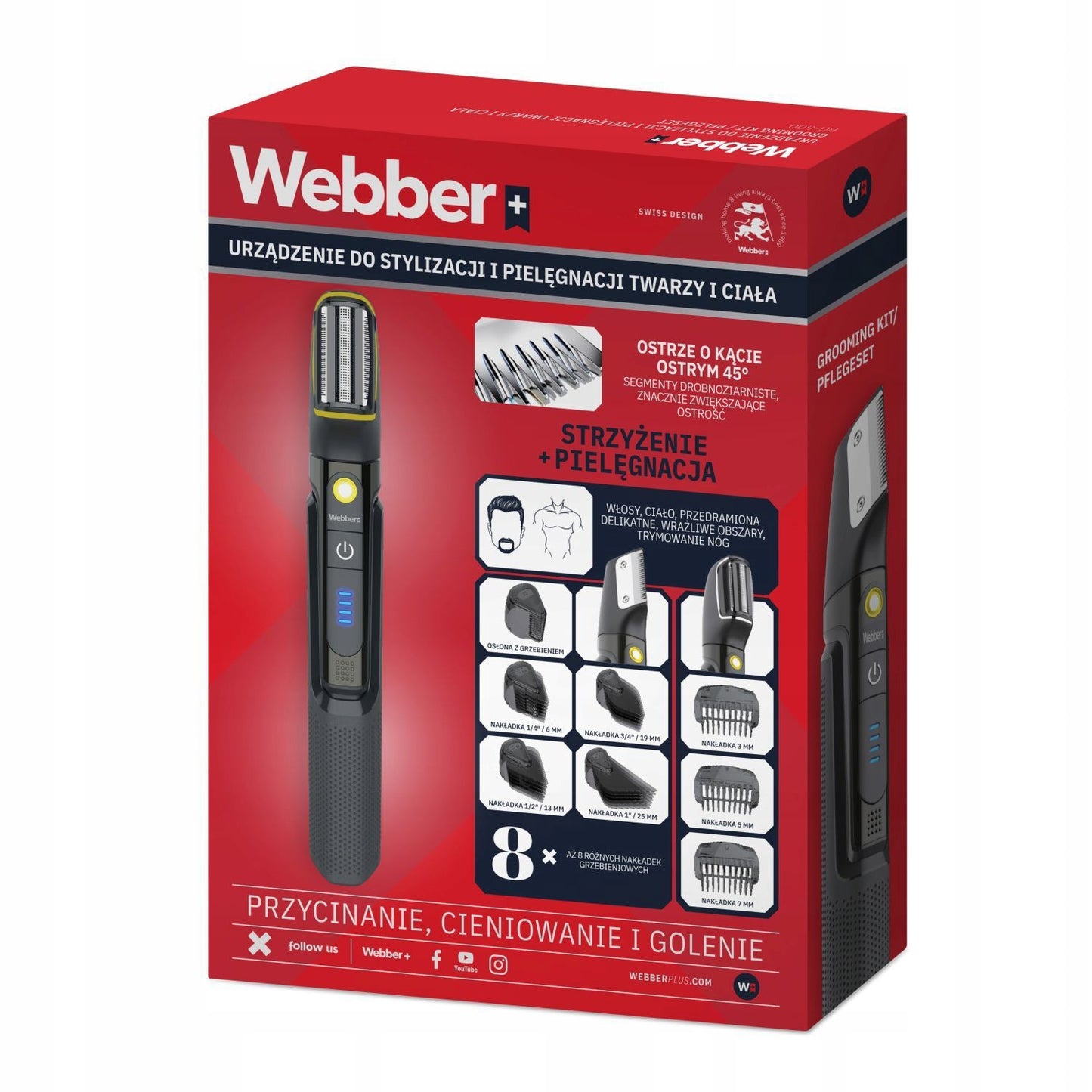 Men's 8-in-1 Cordless Trimmer, Face & Body, Wet & Dry