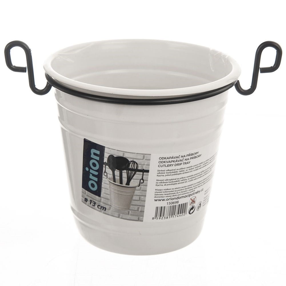 Metal Kitchen Utensil Holder and Herb Pot with Hooks