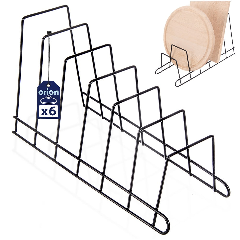 Metal Lid and Plate Rack, Black, 34.5x14x19 cm