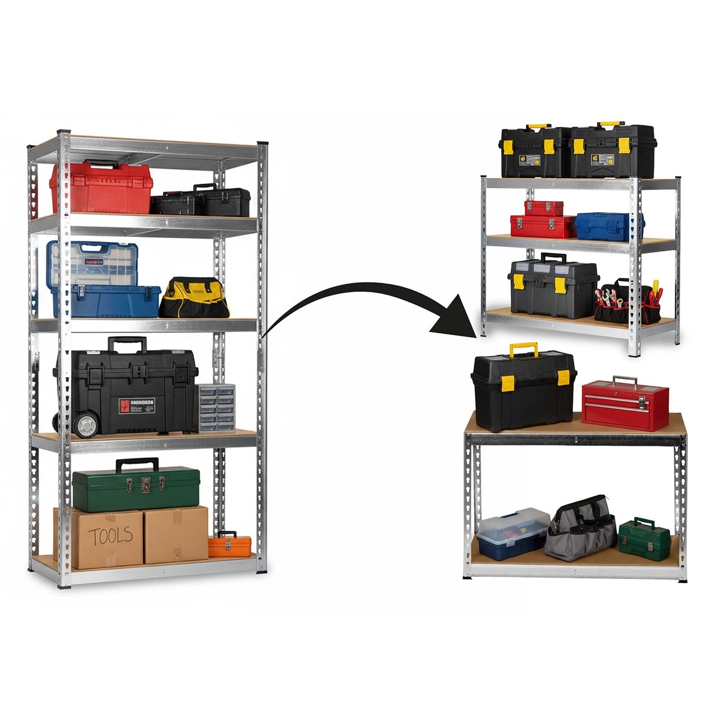 Metal Storage Shelf, 183x90x40 cm, 5 MDF Shelves