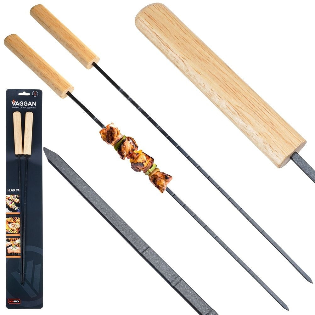 Metal barbecue skewer set with non-stick for vegetables and meat