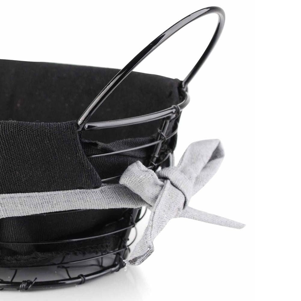 Metal basket with fabric for serving pastries and bread