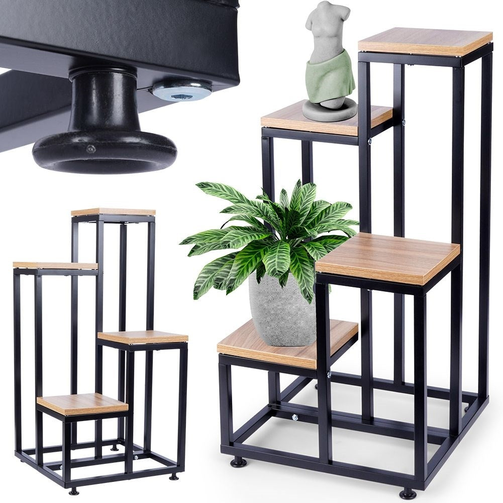 Metal flower stand with 4 levels, industrial style