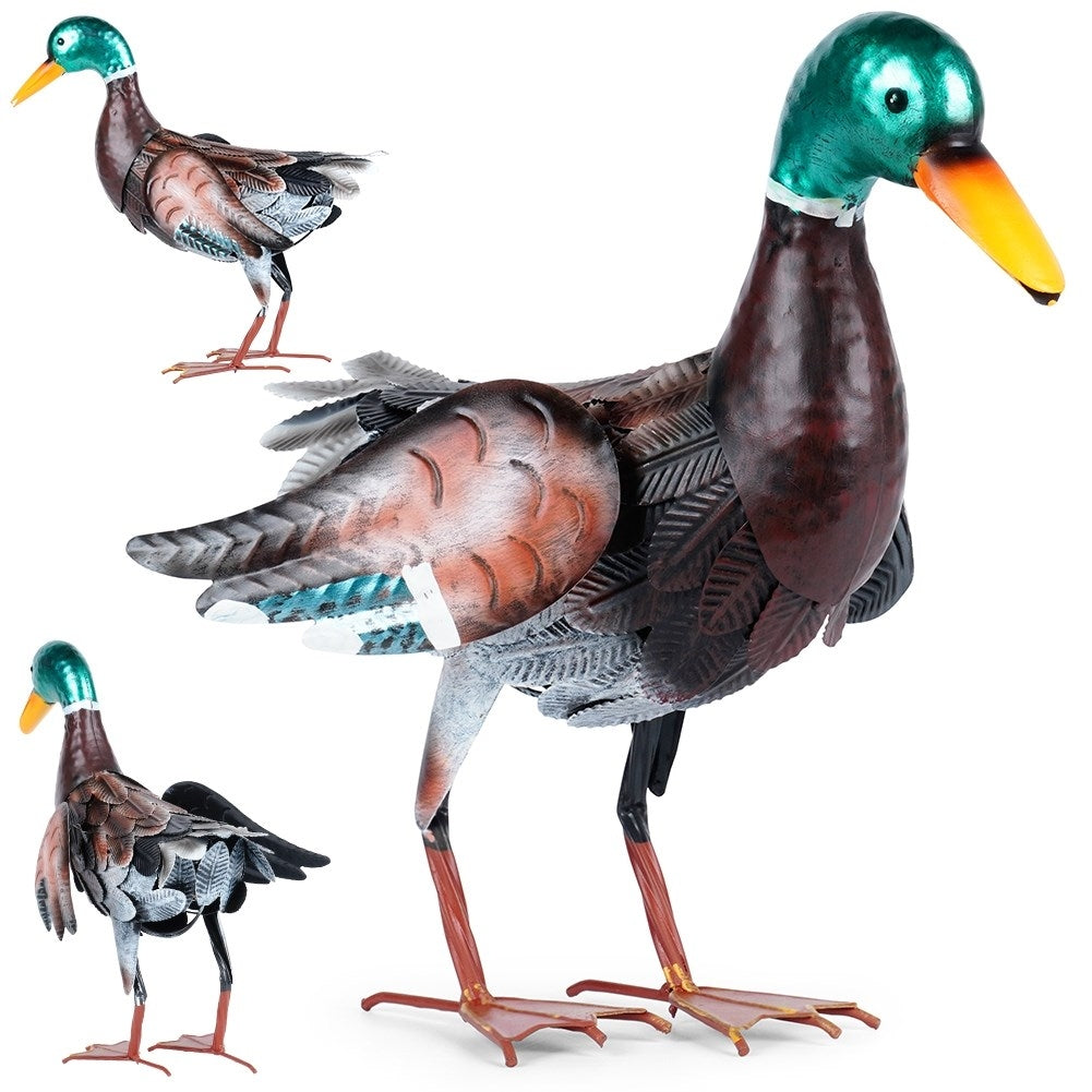 Metal garden duck with vibrant colors for outdoor use