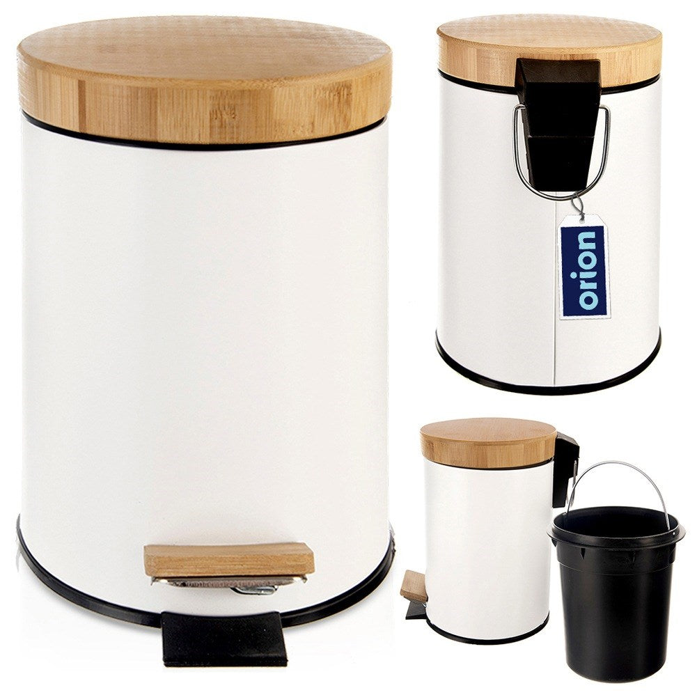 Metal waste bin with pedal white WHITELINE 3 l