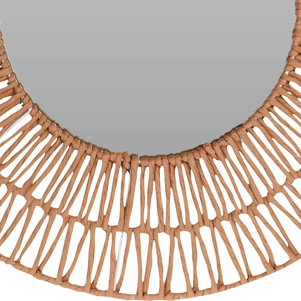 Mirror with Braided Gray Paper Frame for Wall Hanging