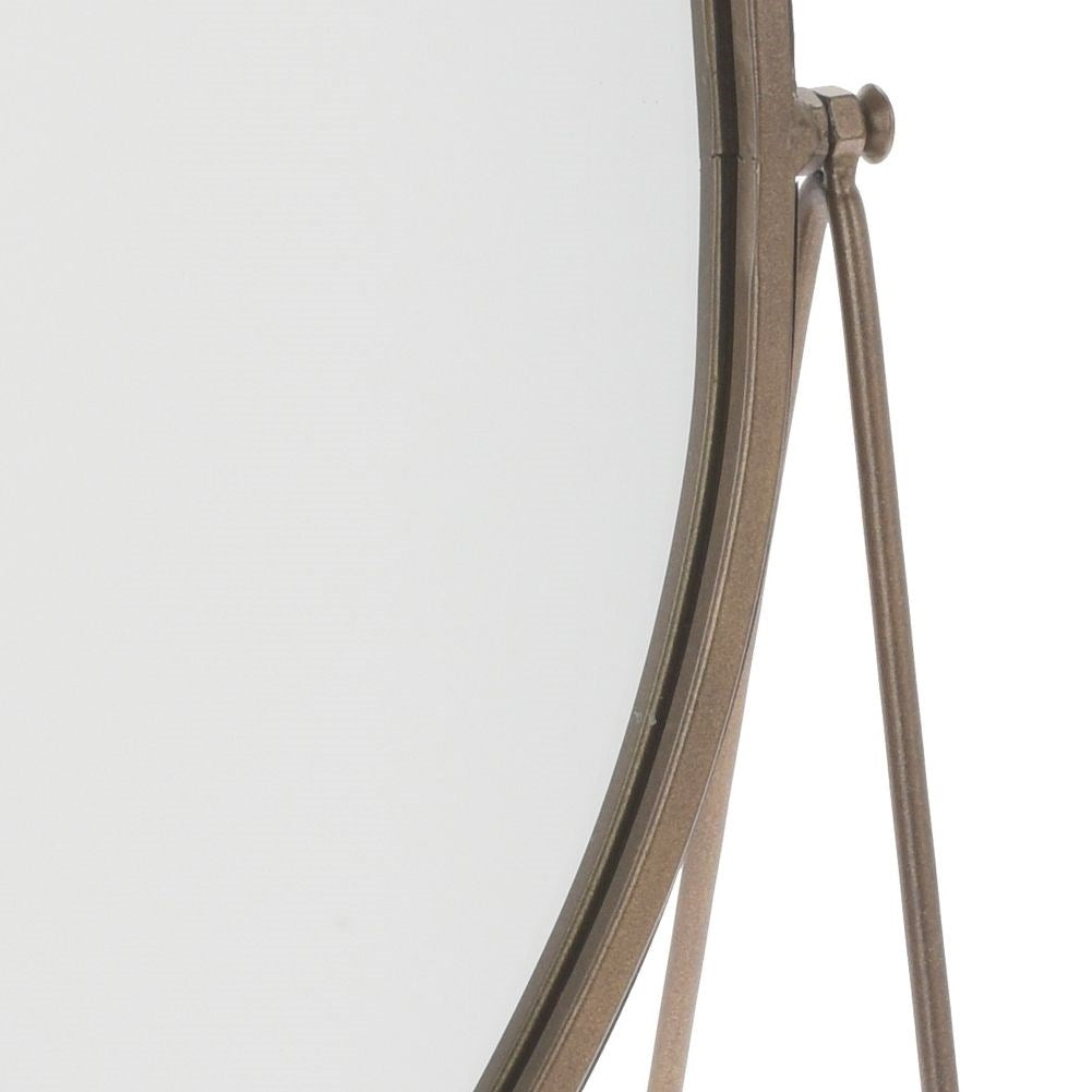 Mirror with metal frame for makeup and beauty treatments