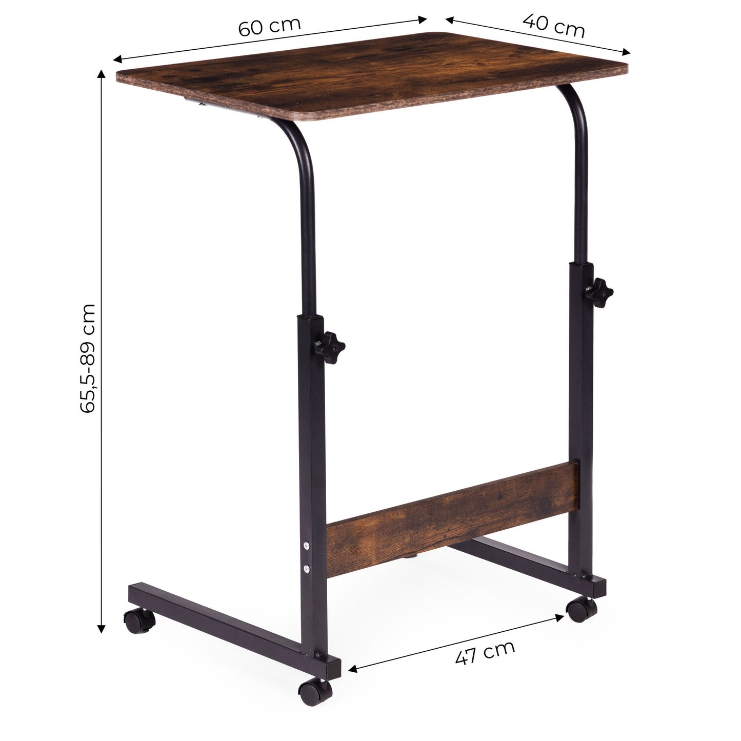Mobile Laptop Table, Adjustable Height, MDF Top