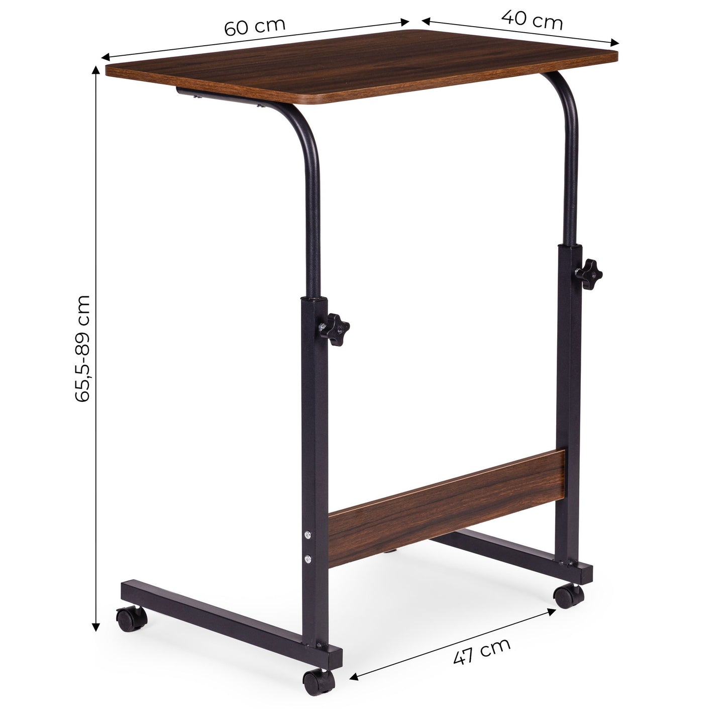 Mobile Laptop Table – Adjustable Height, MDF, Wheels