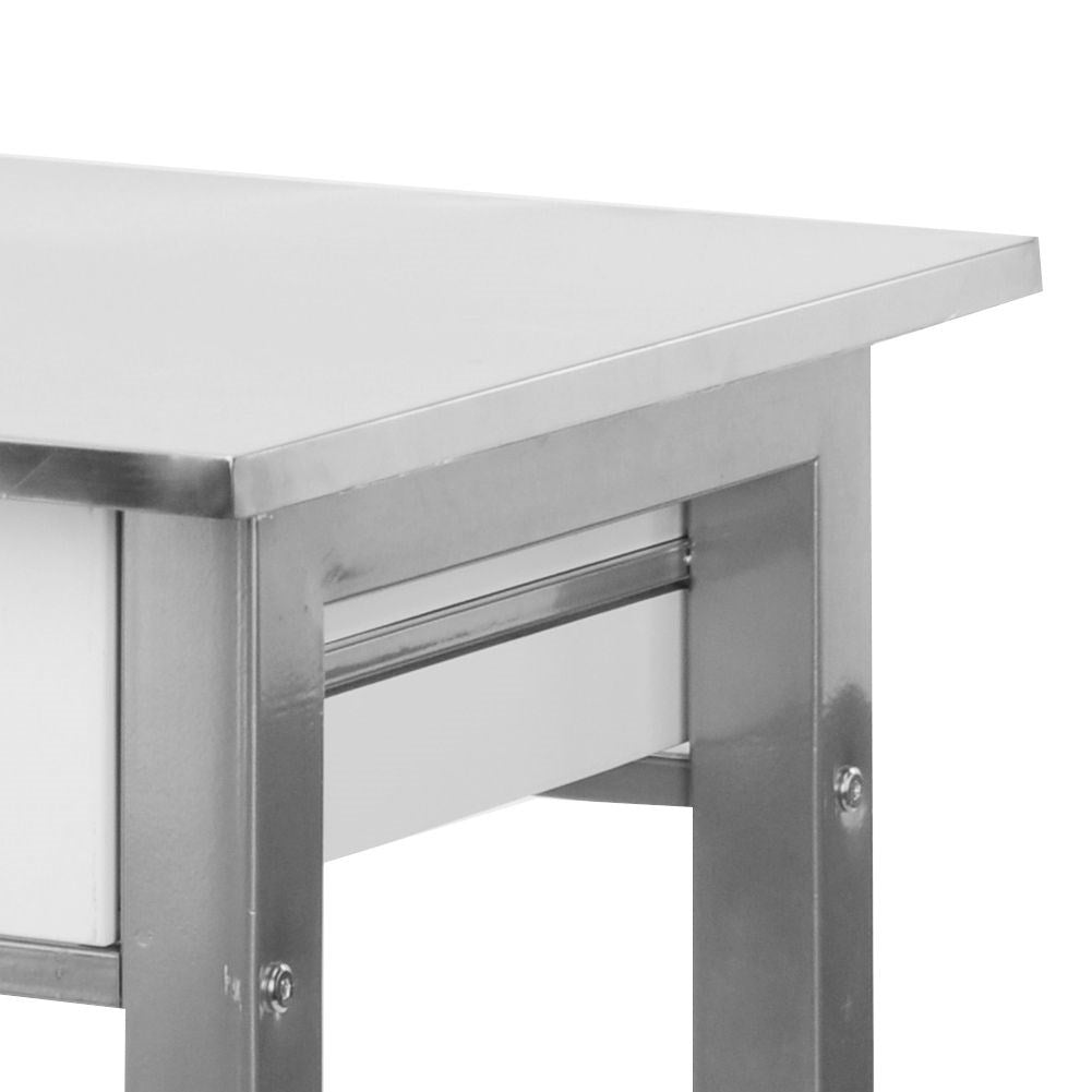 Mobile kitchen trolley with metal bench, drawers, shelf and bottle holder