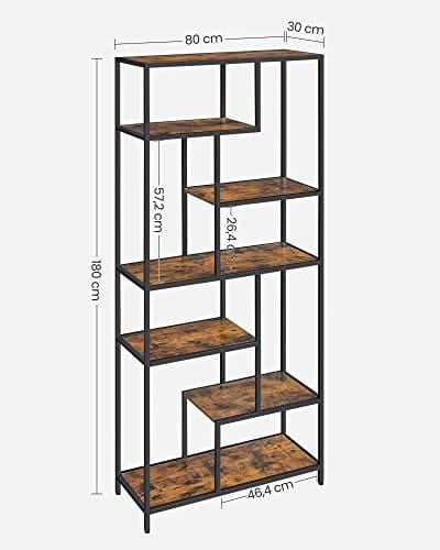 Modern bookcase for the living room with 6 shelves