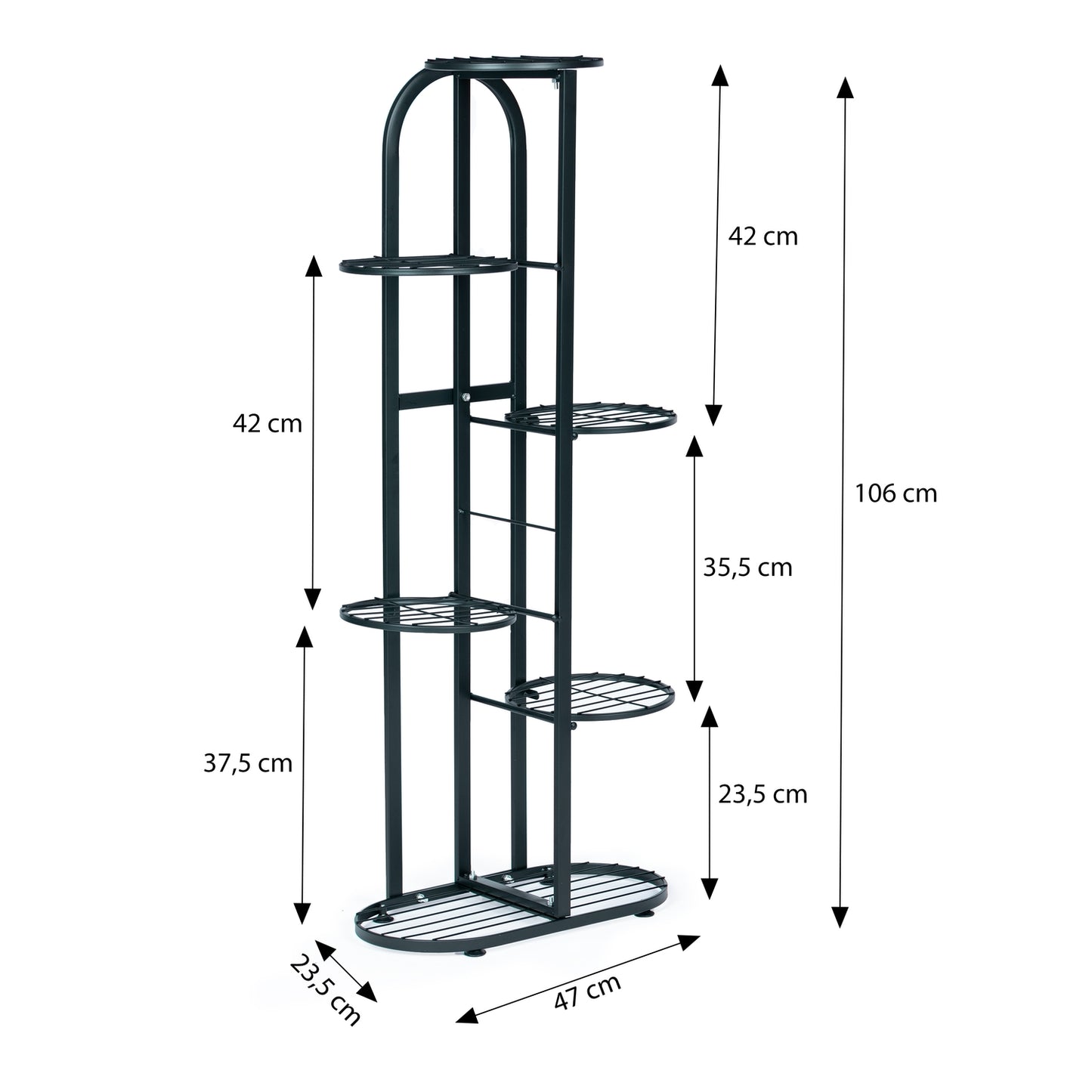 Modern metal flower stand 6 levels black